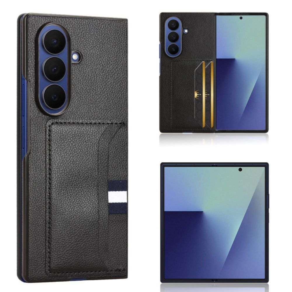 Hoesje Samsung Galaxy Z Fold 7 Lychee-textuur Met Kaarthouder