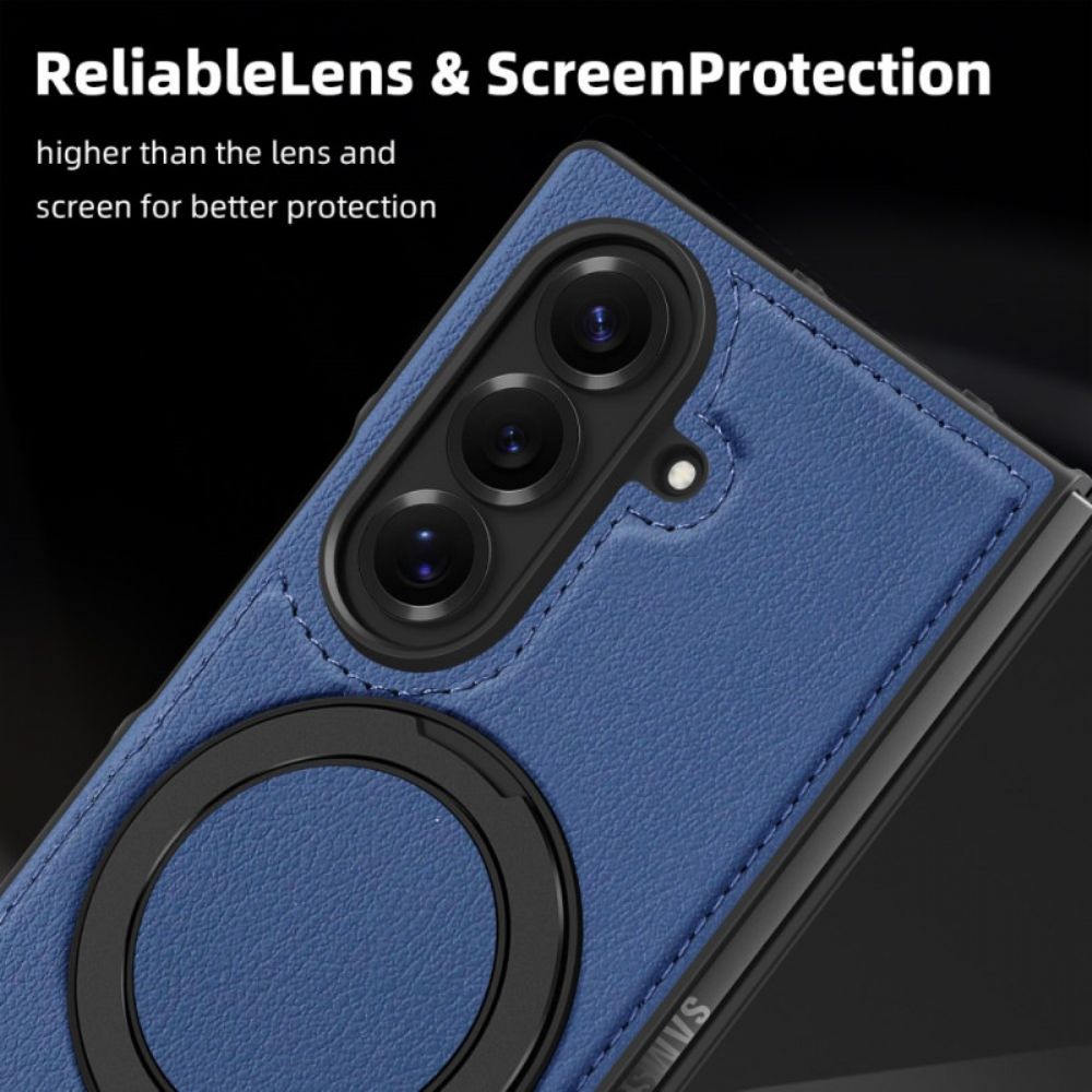 Hoesje Samsung Galaxy Z Fold 7 Magsafe-compatibel Lederlook Met Draaibare Ringhouder Bescherming Hoesje