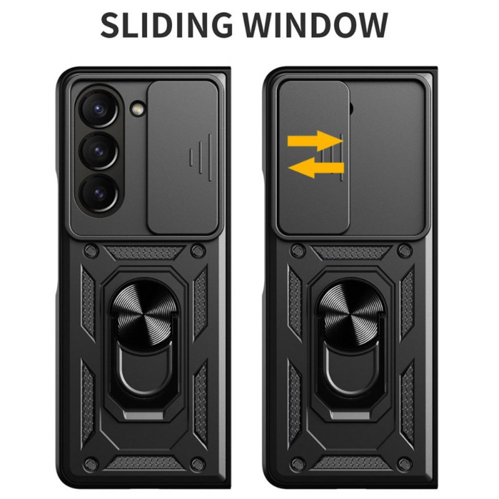 Hoesje Samsung Galaxy Z Fold 7 Ringhouder En Schuifbare Cameracover Bescherming Hoesje