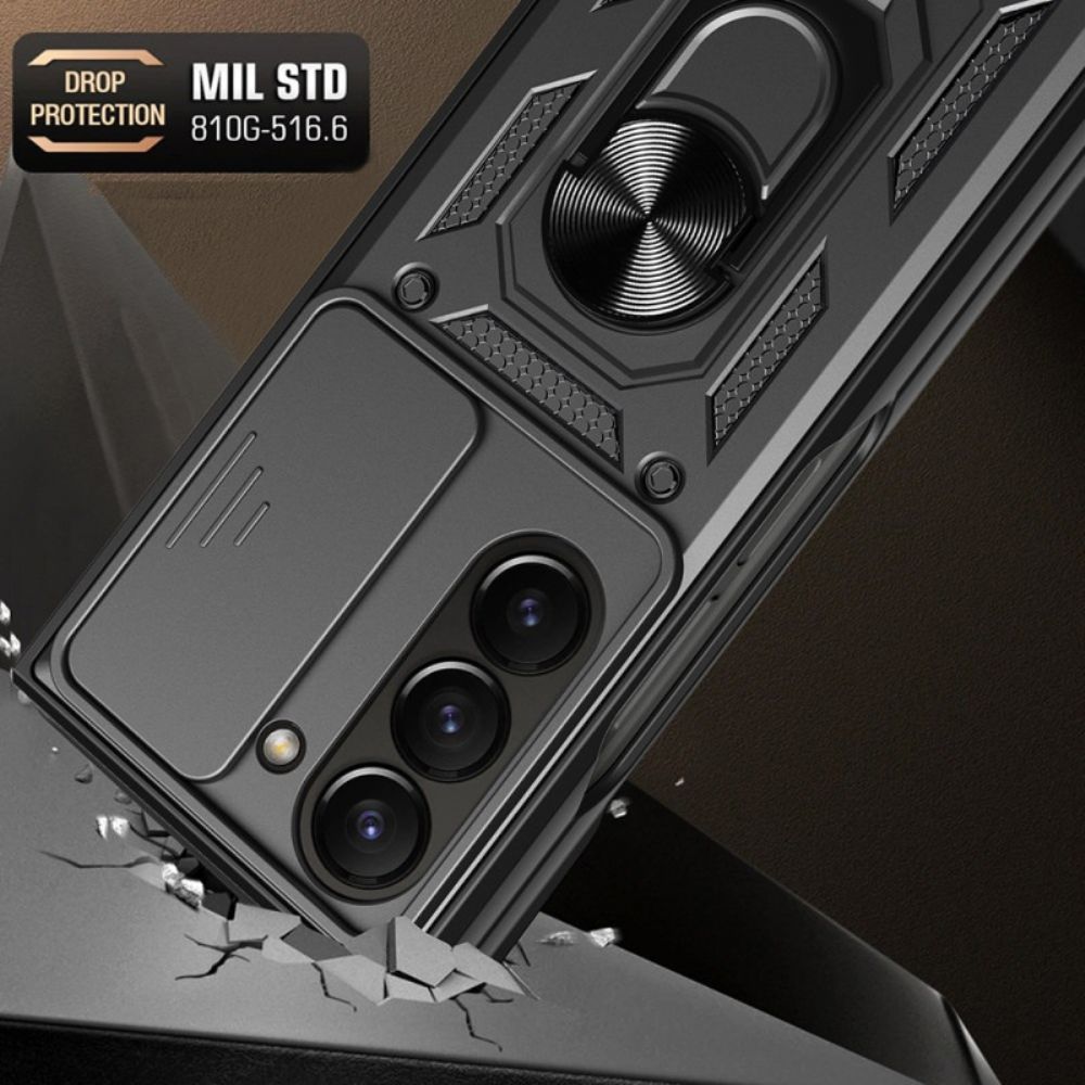 Hoesje Samsung Galaxy Z Fold 7 Ringhouder En Schuifbare Cameracover Bescherming Hoesje