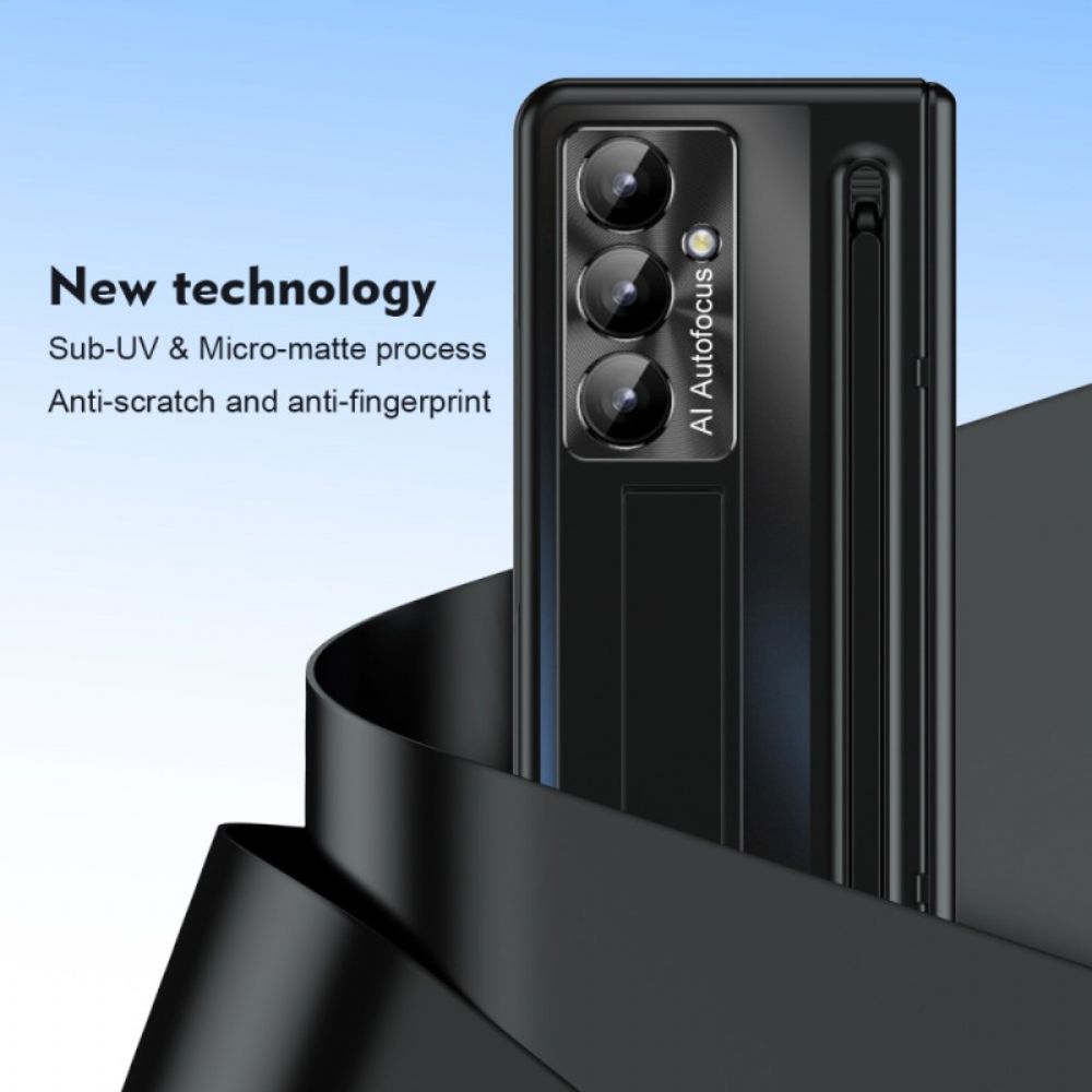 Hoesje Samsung Galaxy Z Fold 7 Standaard Met Metaaleffect En Schermbeschermer