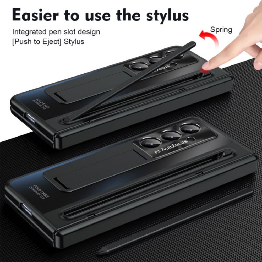 Hoesje Samsung Galaxy Z Fold 7 Standaard Met Metaaleffect En Schermbeschermer