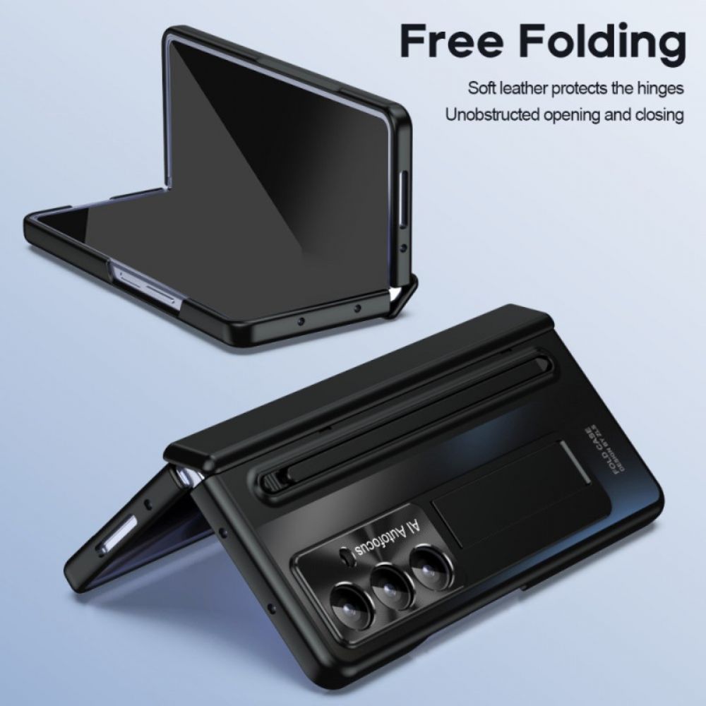 Hoesje Samsung Galaxy Z Fold 7 Standaard Met Metaaleffect En Schermbeschermer