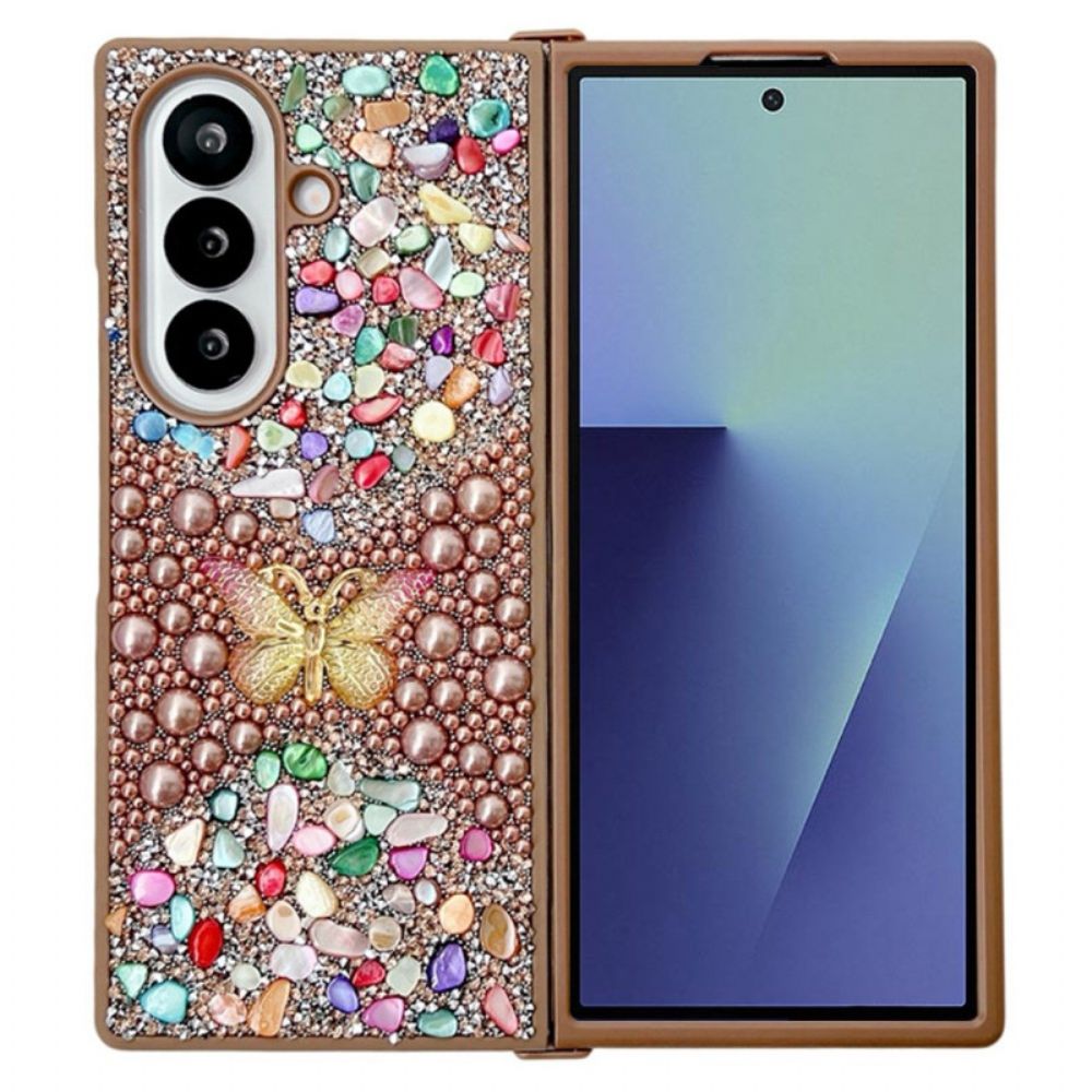 Hoesje Voor Samsung Galaxy Z Fold 7 Vlinder Met Strasssteentjes