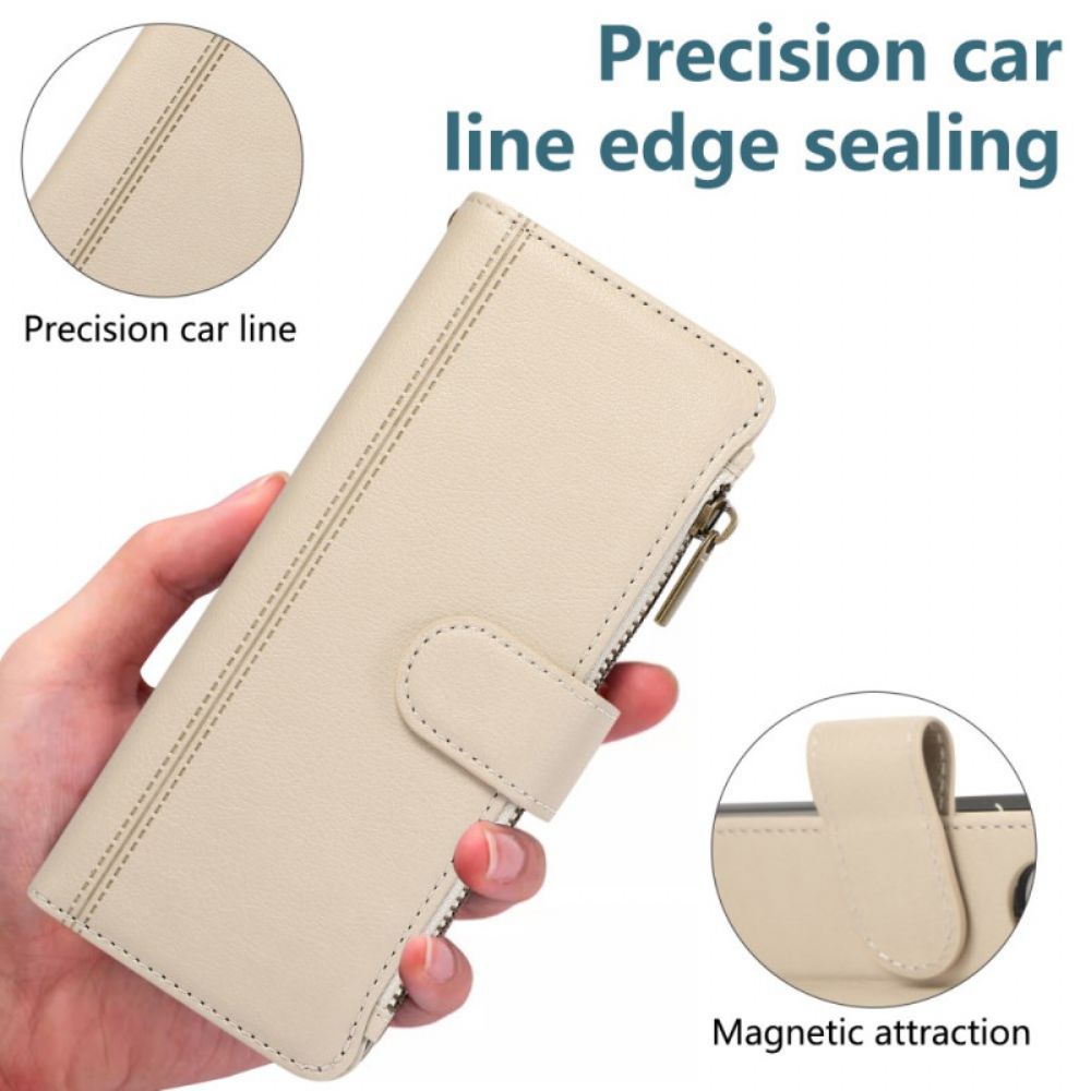 Leren Hoesje Samsung Galaxy Z Fold 7 Portemonnee Met Riempje