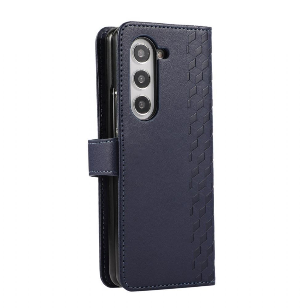 Leren Hoesje Samsung Galaxy Z Fold 7 Reliëfpatroon Met Riempje