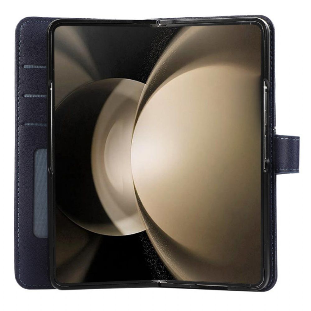 Leren Hoesje Samsung Galaxy Z Fold 7 Reliëfpatroon Met Riempje