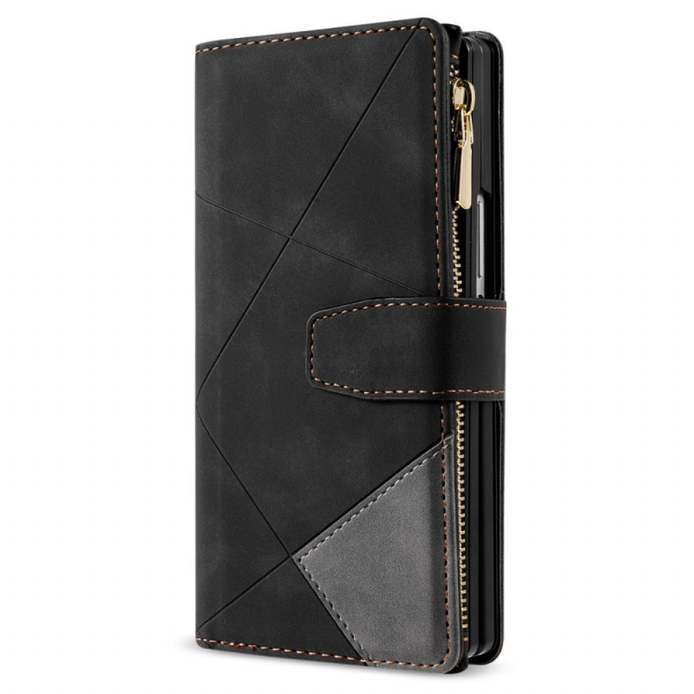 Leren Hoesje Samsung Galaxy Z Fold 7 Tweekleurige Portemonnee Bescherming Hoesje