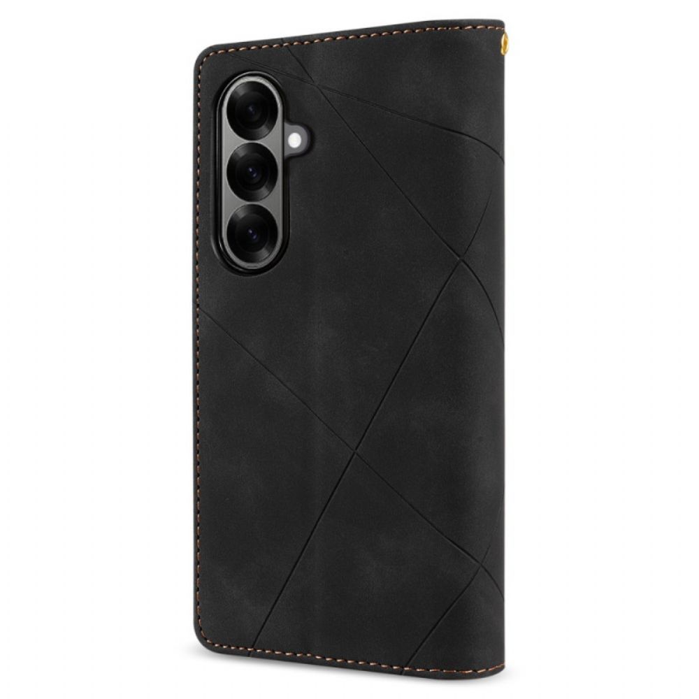 Leren Hoesje Samsung Galaxy Z Fold 7 Tweekleurige Portemonnee Bescherming Hoesje