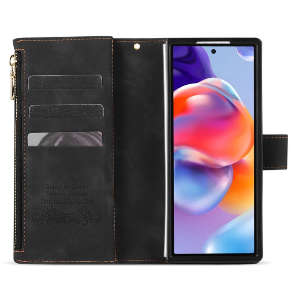 Leren Hoesje Samsung Galaxy Z Fold 7 Tweekleurige Portemonnee Bescherming Hoesje