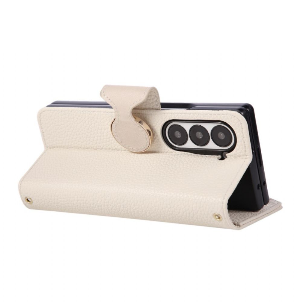 Leren Hoesje Voor Samsung Galaxy Z Fold 7 Vintage Design