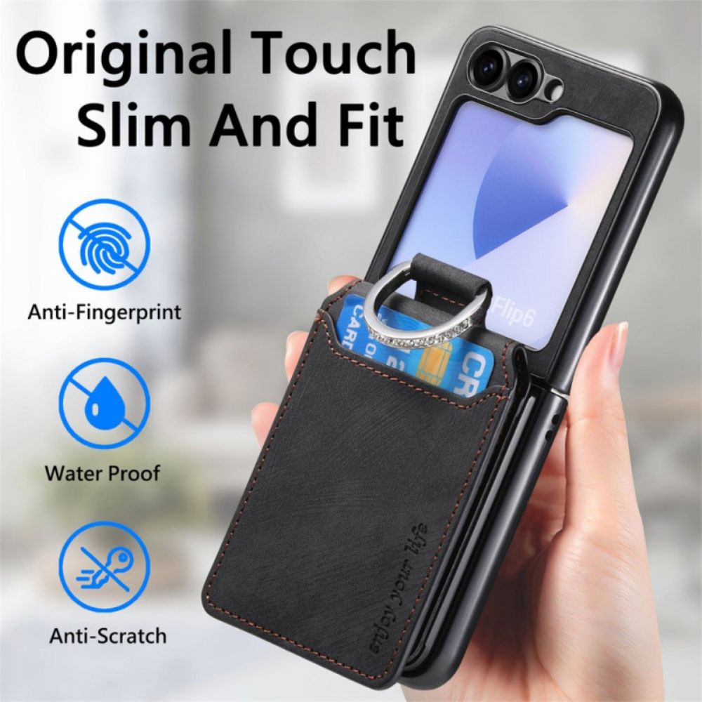 Case Hoesje Samsung Galaxy Z Flip 7 Fe Telefoonhoesje Suède-effect Met Kaarthouder