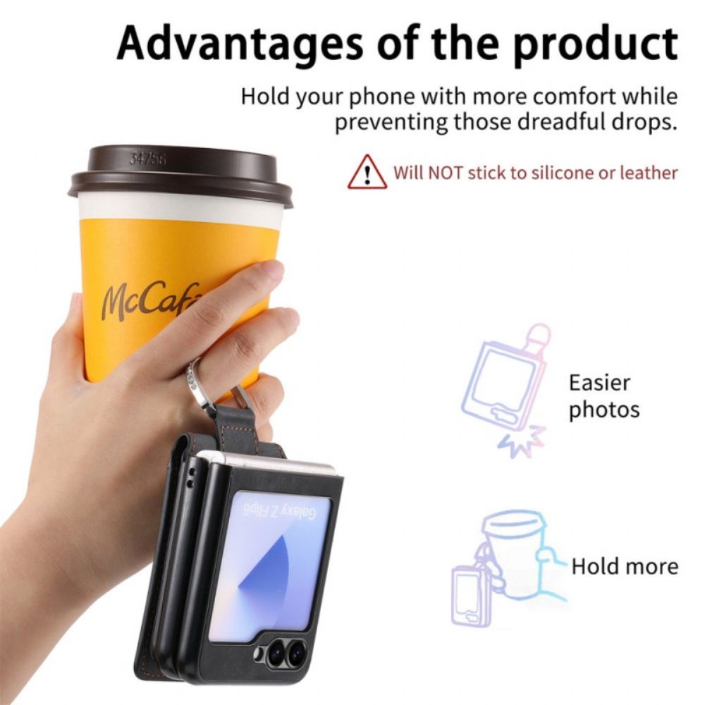 Case Hoesje Samsung Galaxy Z Flip 7 Fe Telefoonhoesje Suède-effect Met Kaarthouder