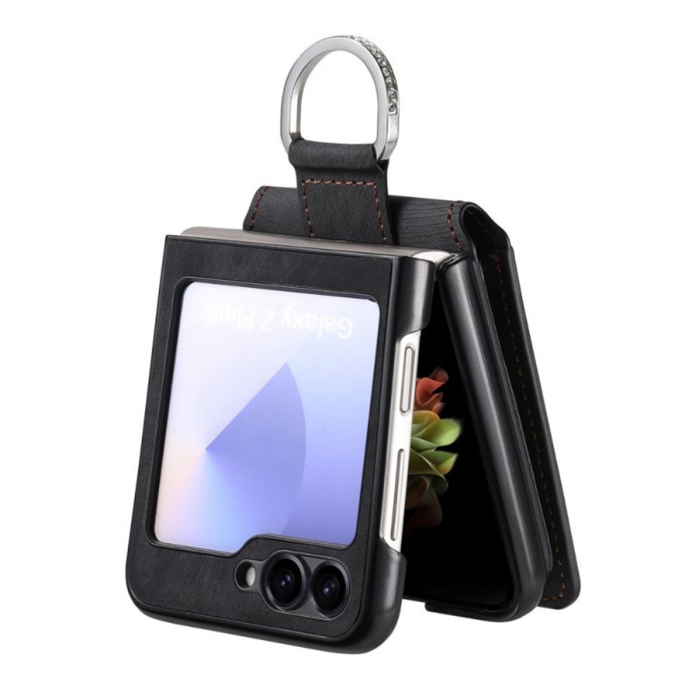 Case Hoesje Samsung Galaxy Z Flip 7 Fe Telefoonhoesje Suède-effect Met Kaarthouder