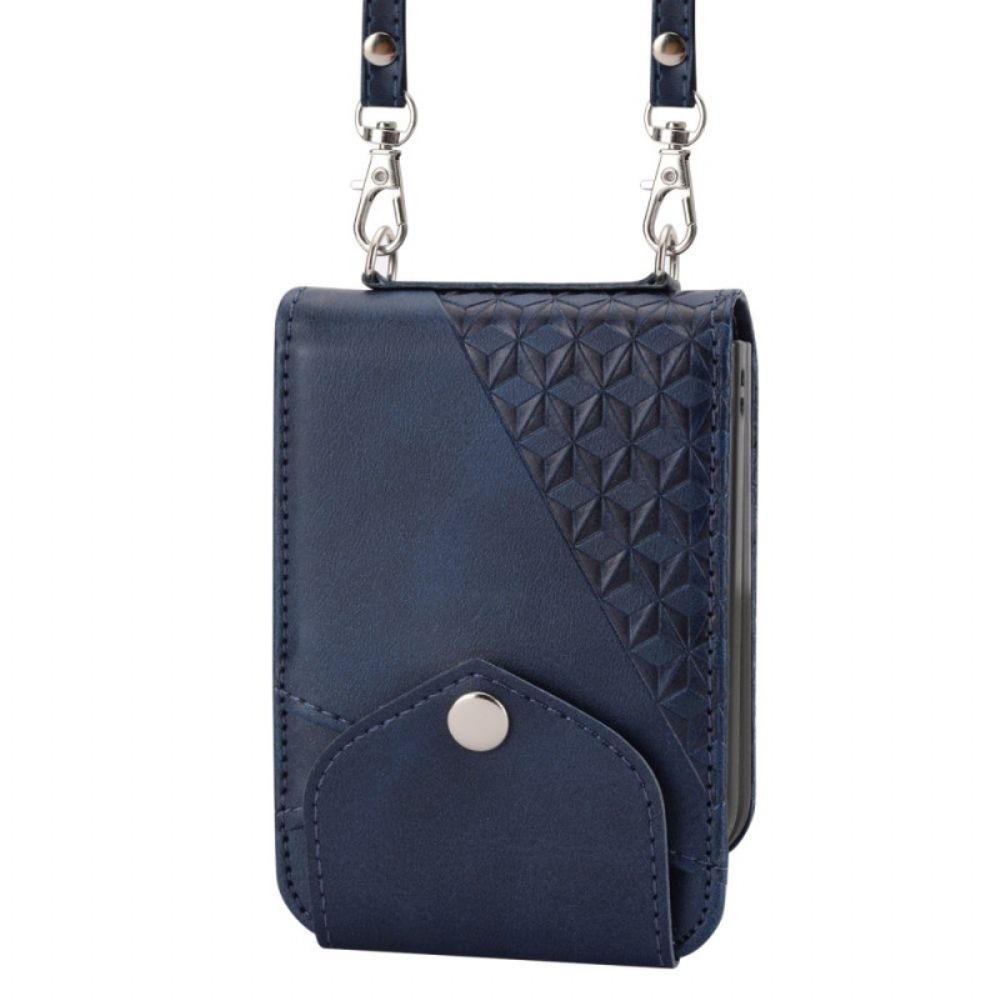 Cover Hoesje Samsung Galaxy Z Flip 7 Fe Telefoonhoesje Kunstleren Rand Met Schouderband