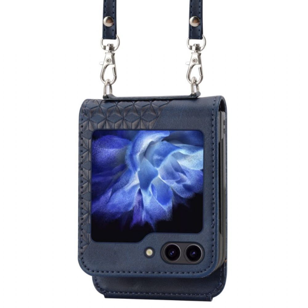 Cover Hoesje Samsung Galaxy Z Flip 7 Fe Telefoonhoesje Kunstleren Rand Met Schouderband