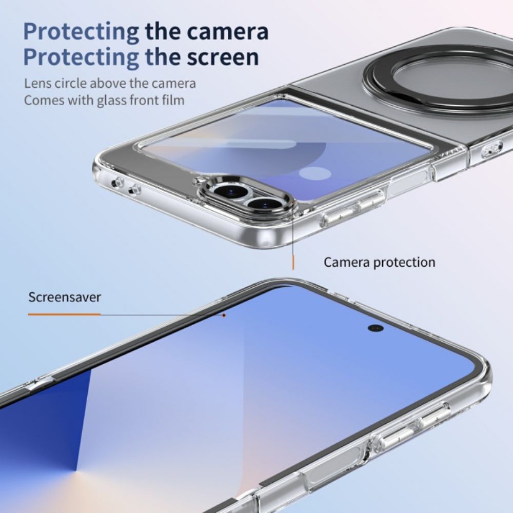 Cover Hoesje Samsung Galaxy Z Flip 7 Fe Telefoonhoesje Magnetische Standaard En Hd-schermbeschermer