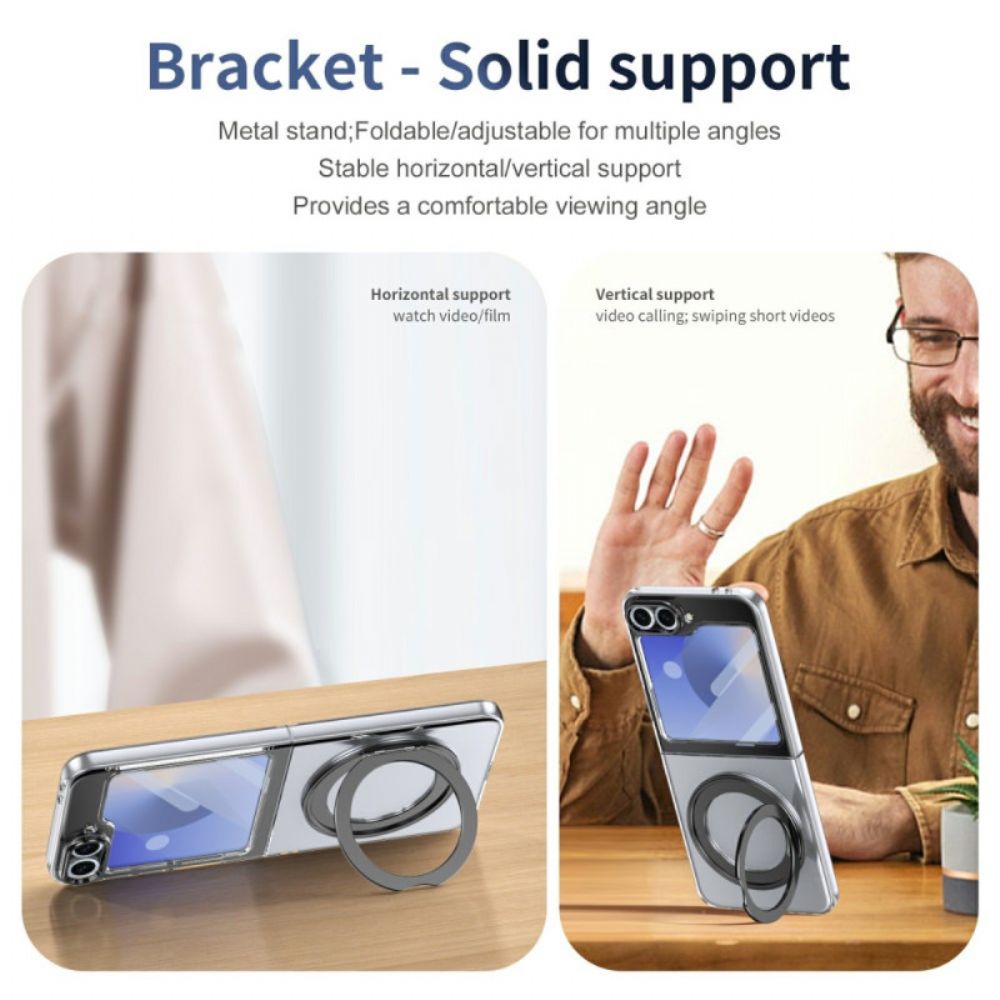 Cover Hoesje Samsung Galaxy Z Flip 7 Fe Telefoonhoesje Magnetische Standaard En Hd-schermbeschermer