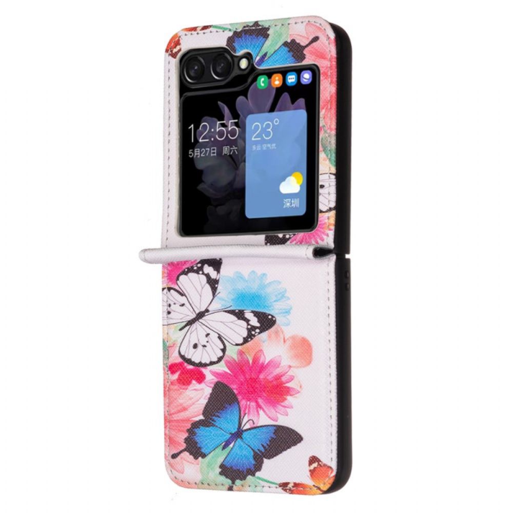 Cover Hoesje Samsung Galaxy Z Flip 7 Fe Telefoonhoesje Twee Vlinders