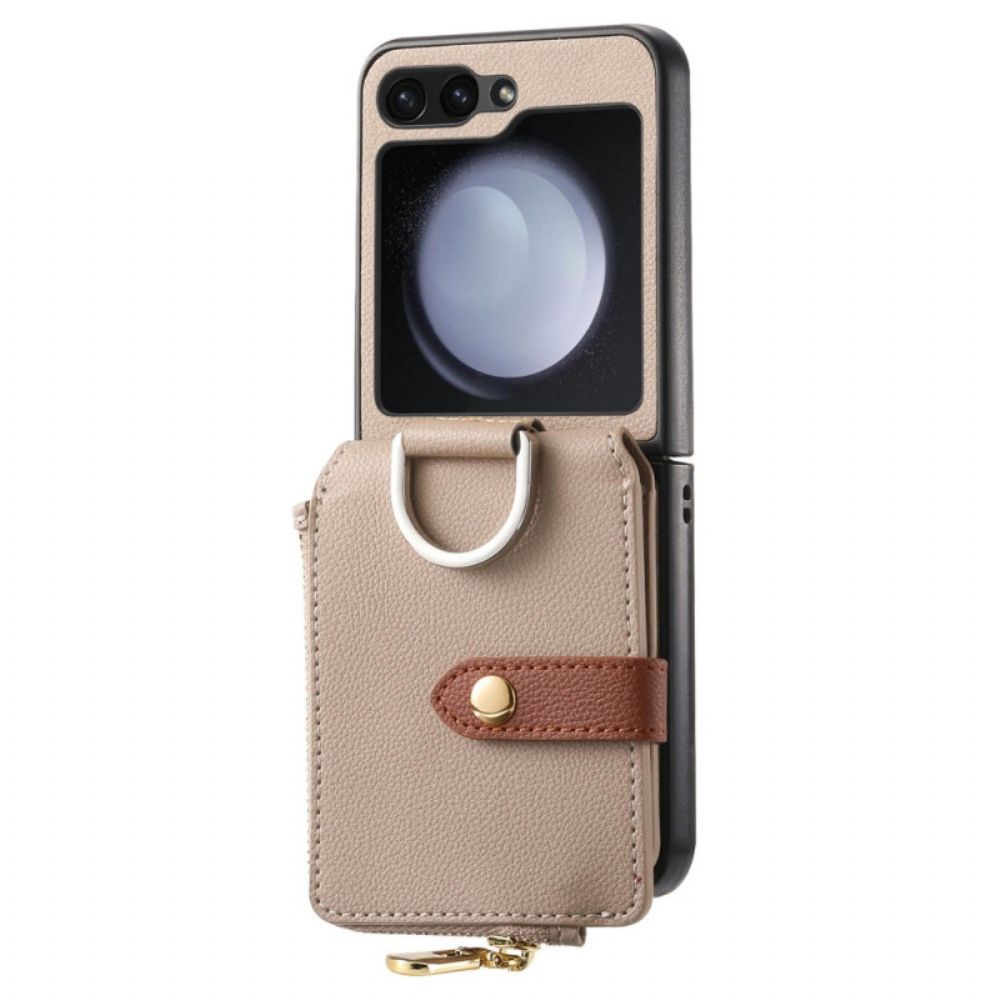 Cover Hoesje Samsung Galaxy Z Flip 7 Fe Telefoonhoesje Vak Met Rits En Ringhouder