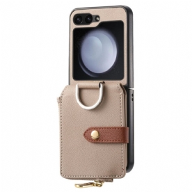 Cover Hoesje Samsung Galaxy Z Flip 7 Fe Telefoonhoesje Vak Met Rits En Ringhouder