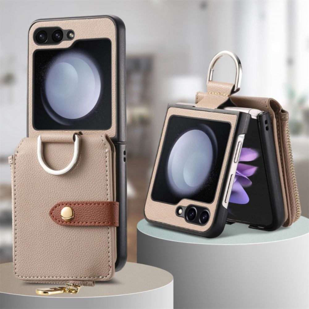 Cover Hoesje Samsung Galaxy Z Flip 7 Fe Telefoonhoesje Vak Met Rits En Ringhouder