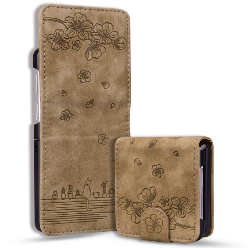 Cover Samsung Galaxy Z Flip 7 Fe Kaarthouder Met Kattenmotief Bescherming Hoesje