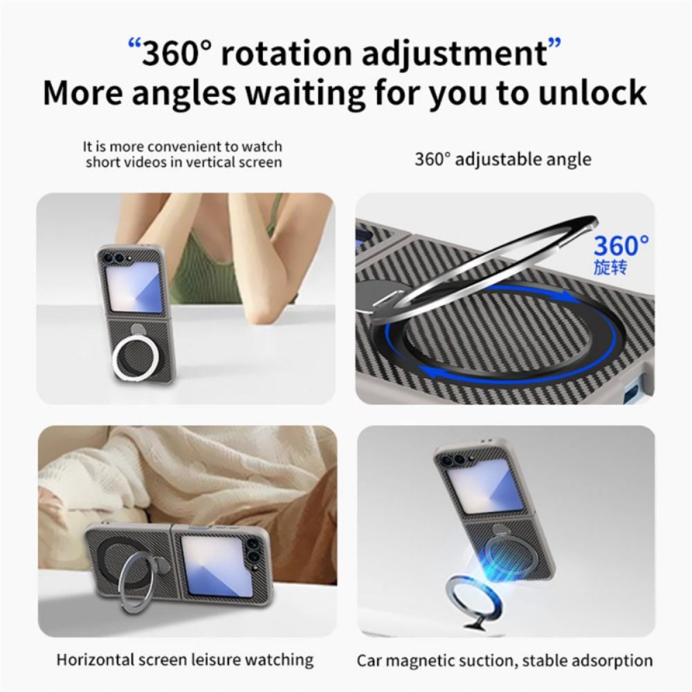 Hoesje Samsung Galaxy Z Flip 7 Fe Carbonvezeldesign Met Magnetische Standaard