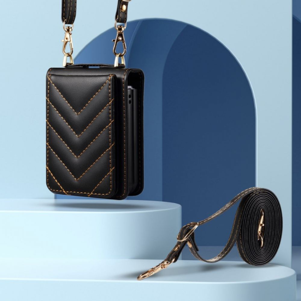 Hoesje Samsung Galaxy Z Flip 7 Fe Gewatteerde Kaarthouder En Schouderband