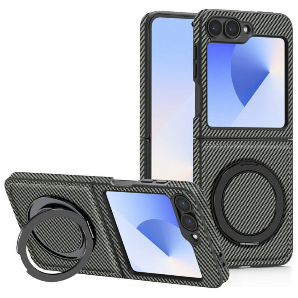 Hoesje Samsung Galaxy Z Flip 7 Fe Magnetisch Met Koolstofvezel En Standaard