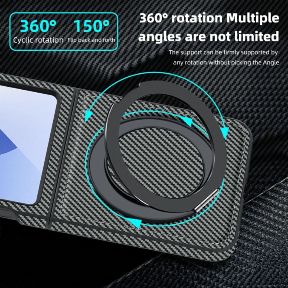 Hoesje Samsung Galaxy Z Flip 7 Fe Magnetisch Met Koolstofvezel En Standaard