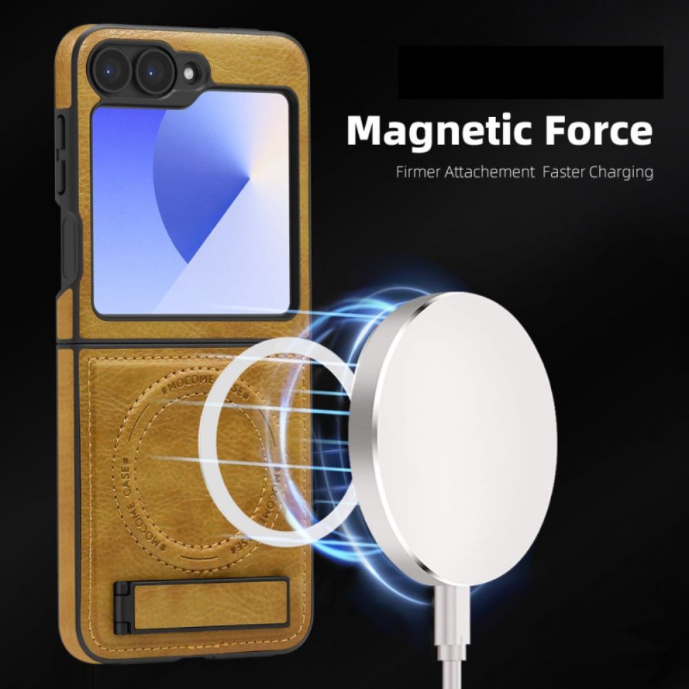 Hoesje Samsung Galaxy Z Flip 7 Fe Magsafe-compatibele Standaard Met Lederlook
