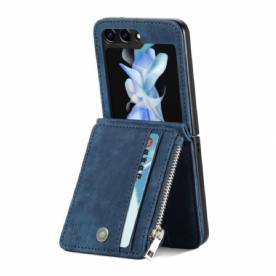 Hoesje Voor Samsung Galaxy Z Flip 7 Fe Retro Standaard En Kaarthouder Met Rits