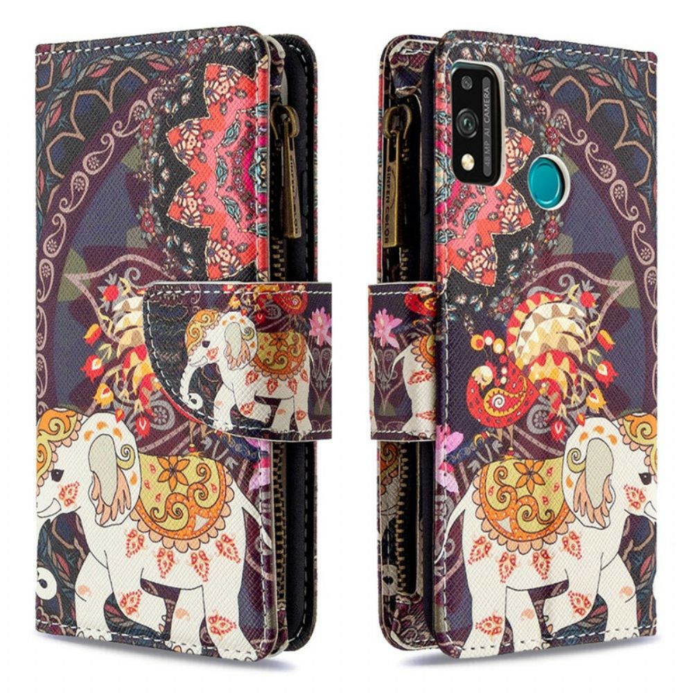 Leren Hoesje voor Honor 9X Lite Olifantenzak Met Rits