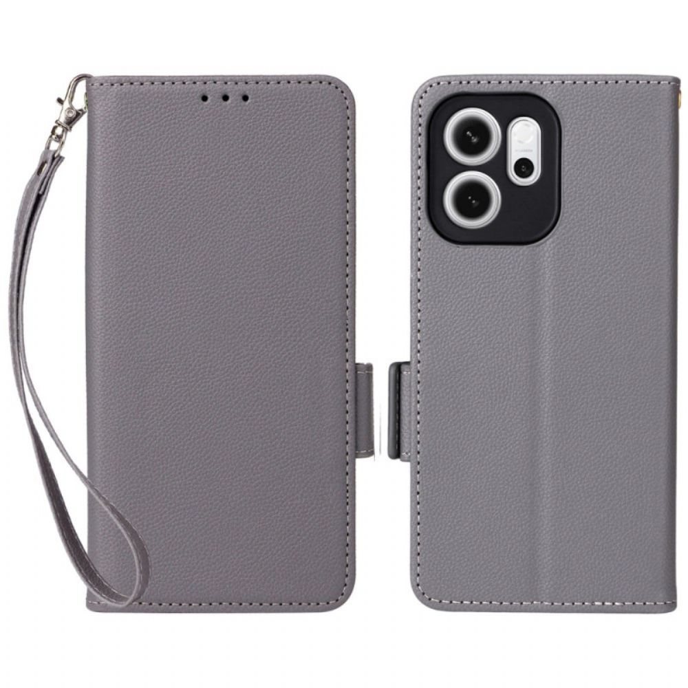 Flip Case Leren Oppo Reno 14f 5g Draagkoord Van Imitatieleer