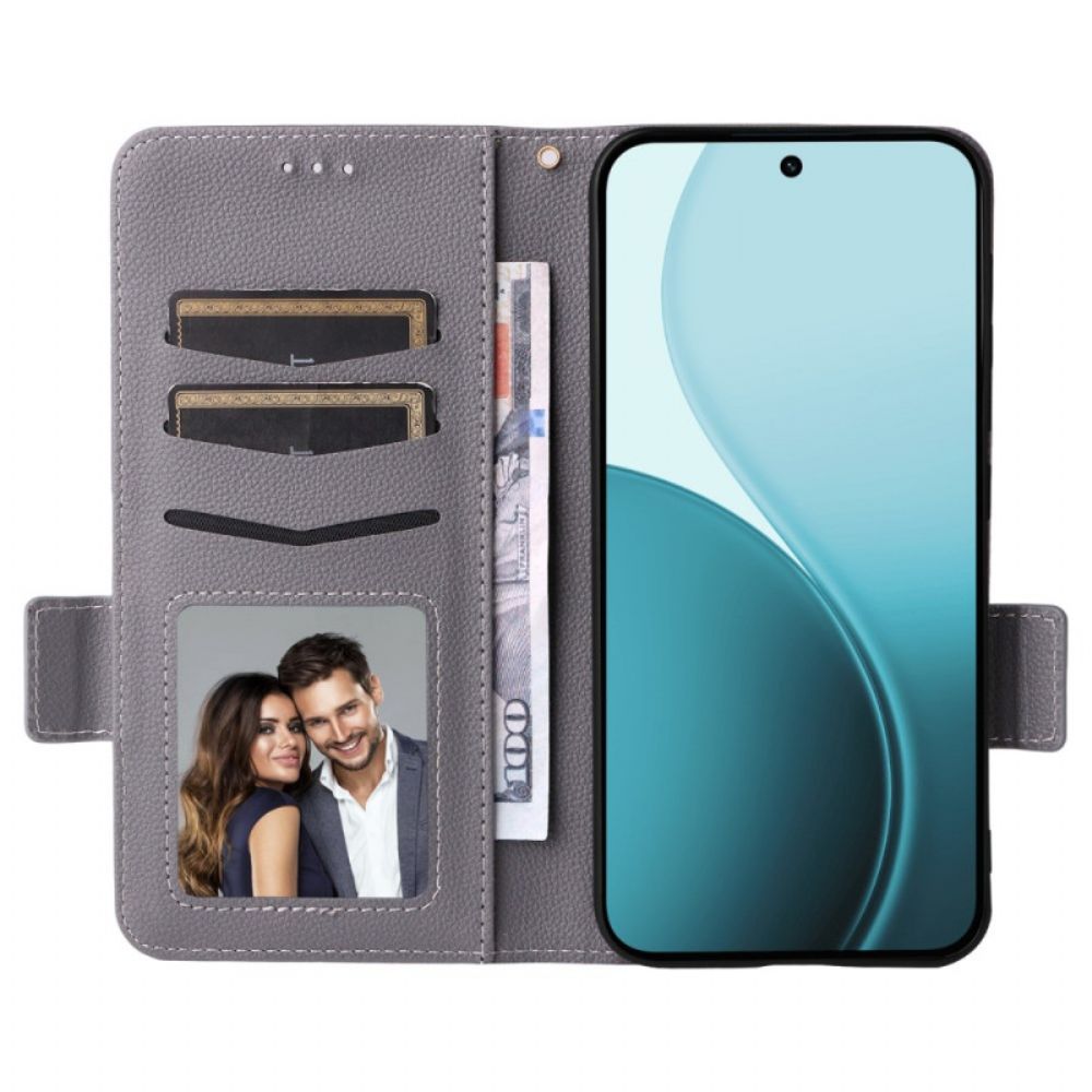 Flip Case Leren Oppo Reno 14f 5g Draagkoord Van Imitatieleer