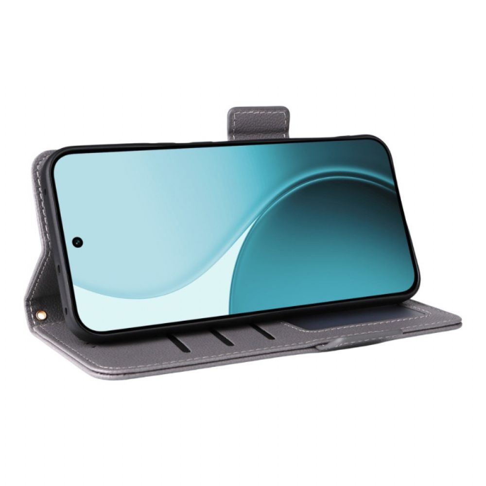 Flip Case Leren Oppo Reno 14f 5g Draagkoord Van Imitatieleer