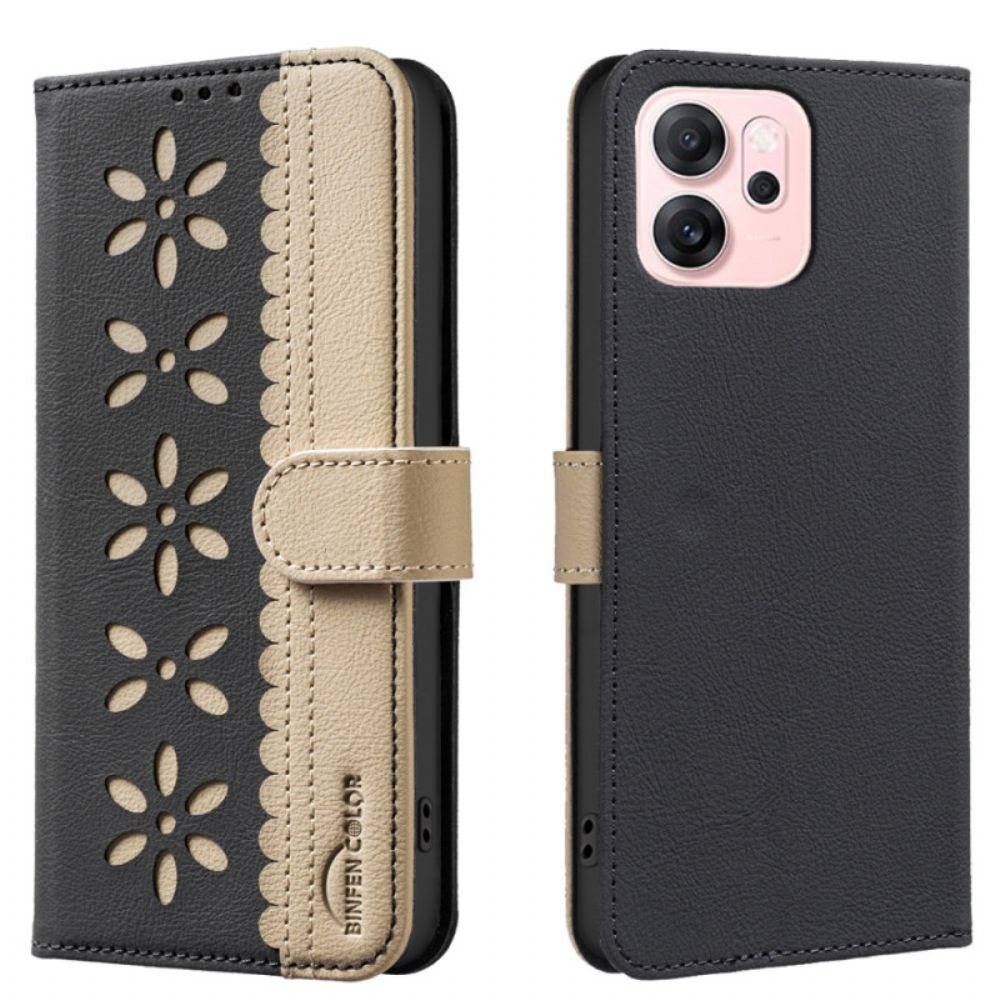 Folio-hoesje Oppo Reno 14f 5g Telefoonhoesje Bloemenprint (binfen-kleur)