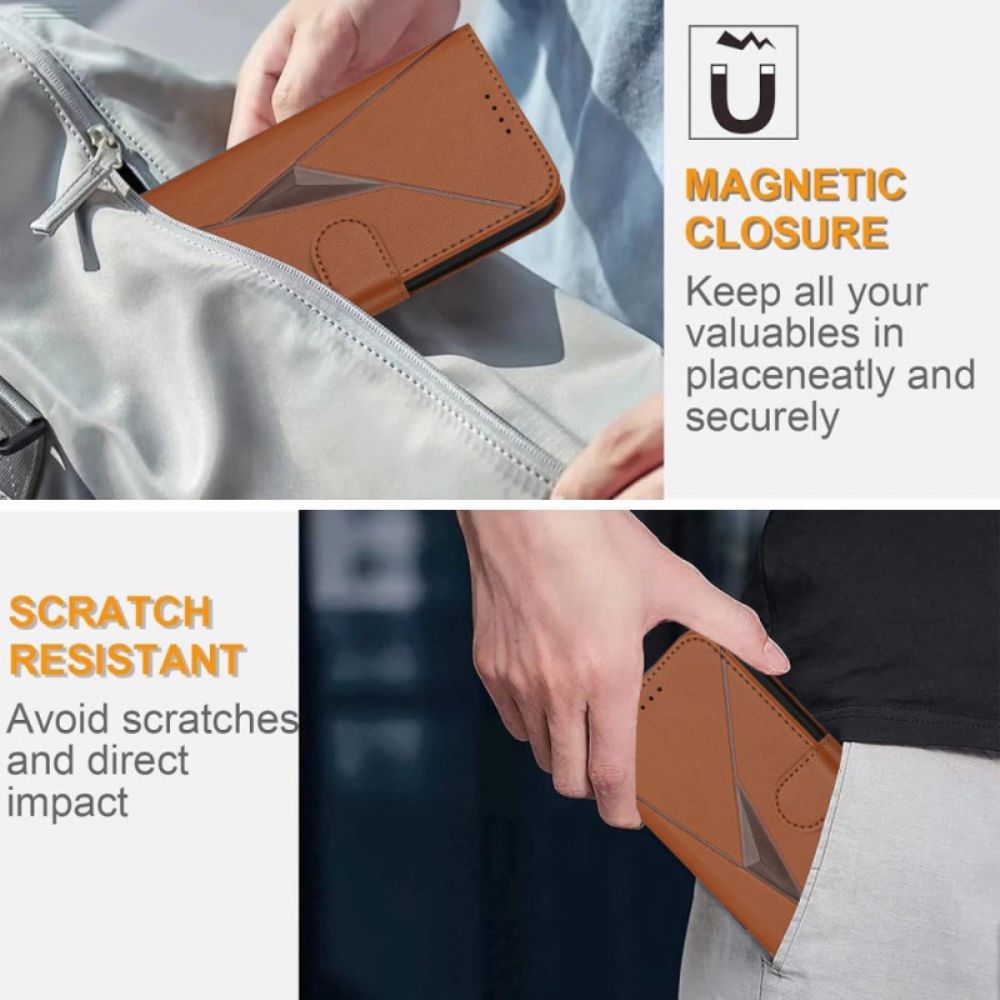 Folio-hoesje Oppo Reno 14f 5g Telefoonhoesje Driehoekspatroon