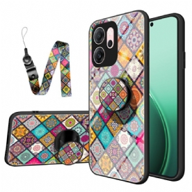 Hoesje Oppo Reno 14f 5g Patchwork Standaard En Draagkoord