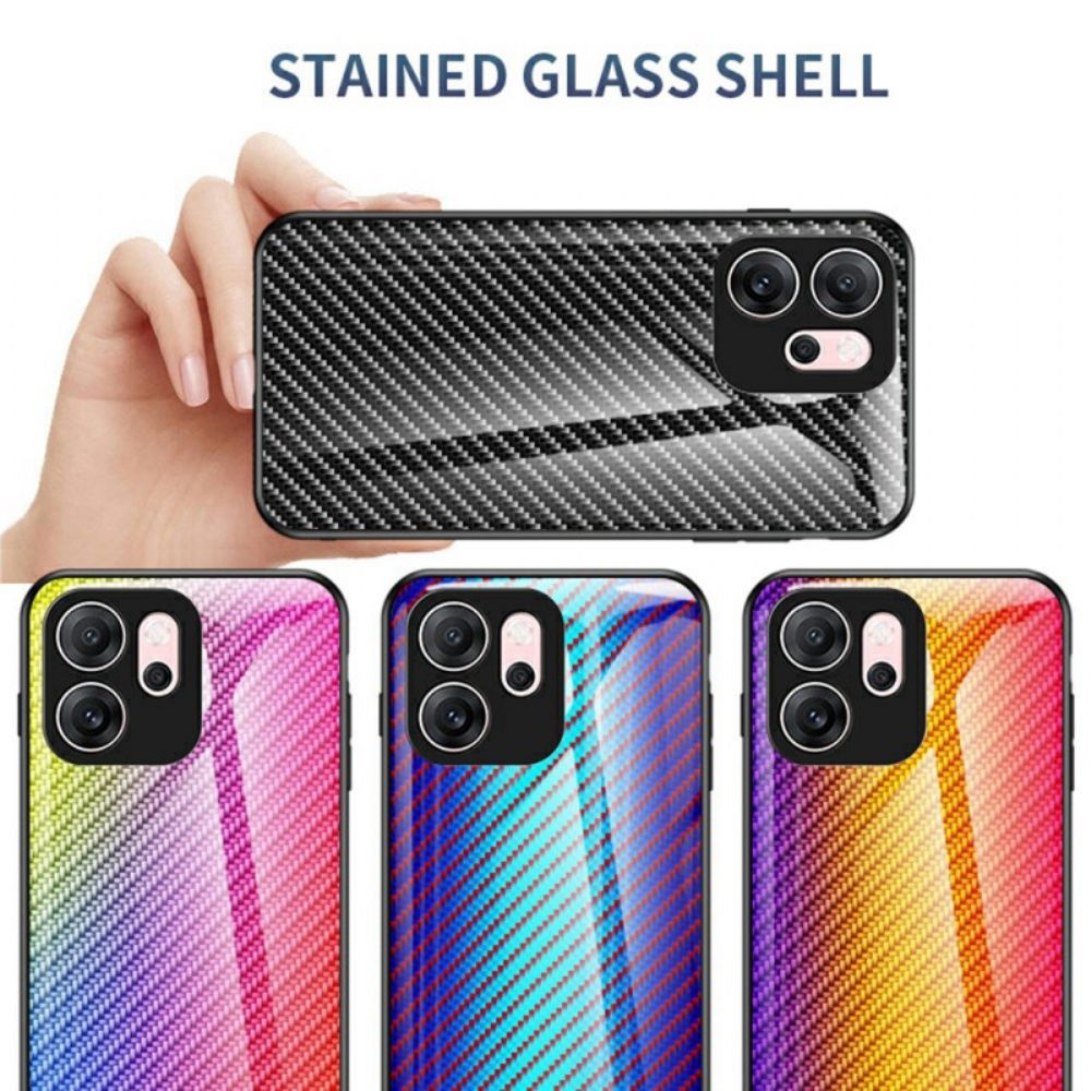 Hoesje Voor Oppo Reno 14f 5g Gehard Glas Met Koolstofvezel