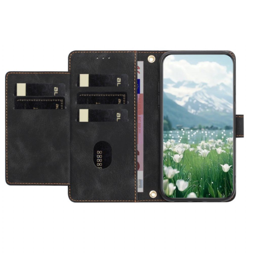 Leren Hoesje Oppo Reno 14f 5g Bloemen Suède-effect Bescherming Hoesje