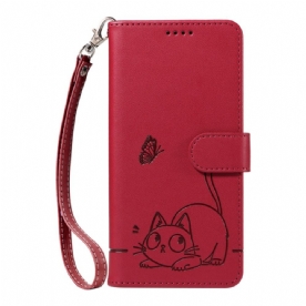 Leren Hoesje Voor Oppo Reno 14f 5g Kat