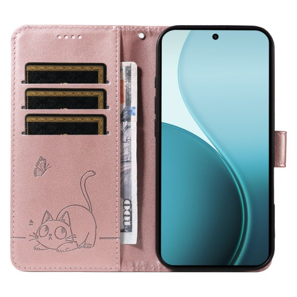 Leren Hoesje Voor Oppo Reno 14f 5g Kat