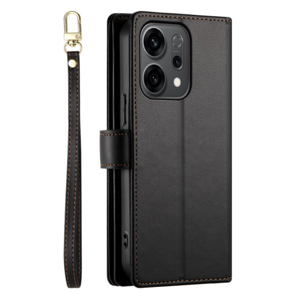 Leren Hoesje Voor Oppo Reno 14f 5g Portemonnee Met Riempje En Schouderriem