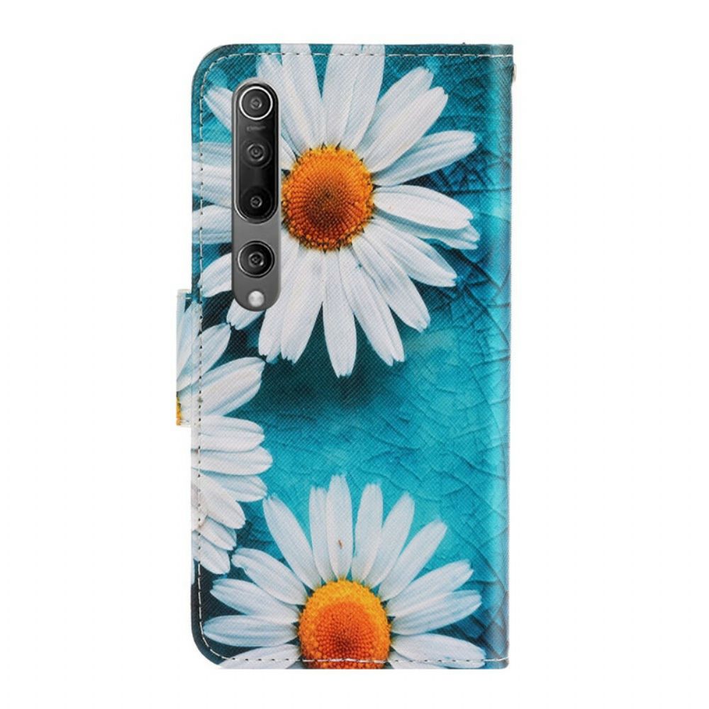 Folio-hoesje voor Xiaomi Mi 10 / 10 Pro Met Ketting Thong Madeliefjes