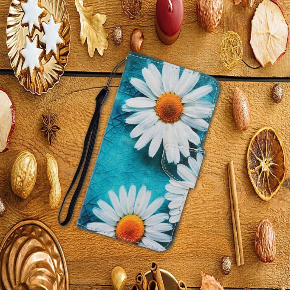 Folio-hoesje voor Xiaomi Mi 10 / 10 Pro Met Ketting Thong Madeliefjes