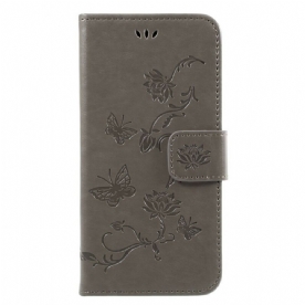Flip Case voor Samsung Galaxy J3 2017 Aziatische Vlinders En Bloemen