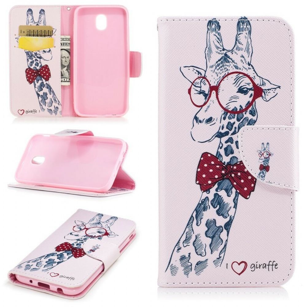 Flip Case voor Samsung Galaxy J3 2017 Slimme Giraf