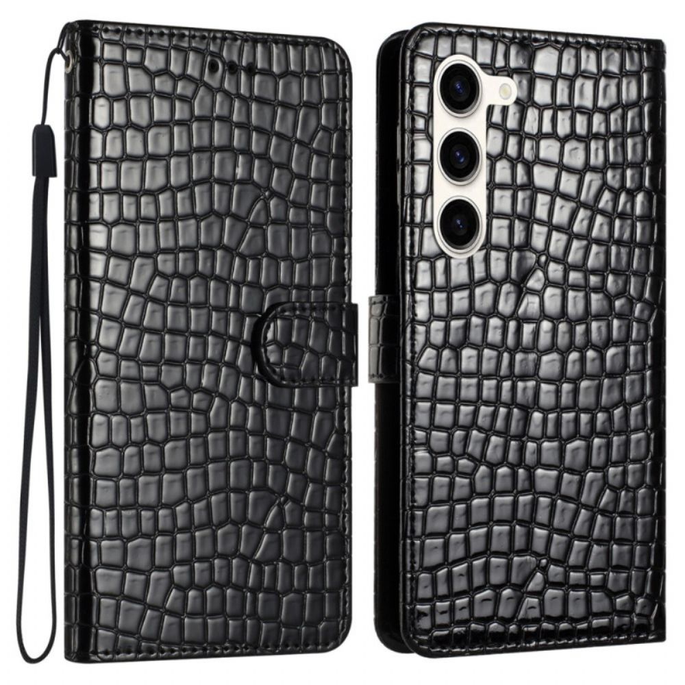 Leren Hoesje Samsung Galaxy S24 5g Krokodilstructuur En Band